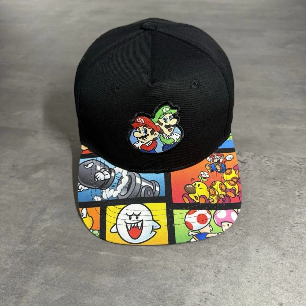 Nintendo Super Mario Snapback Hat Youth Teen Black Green Red Switch Kart Party